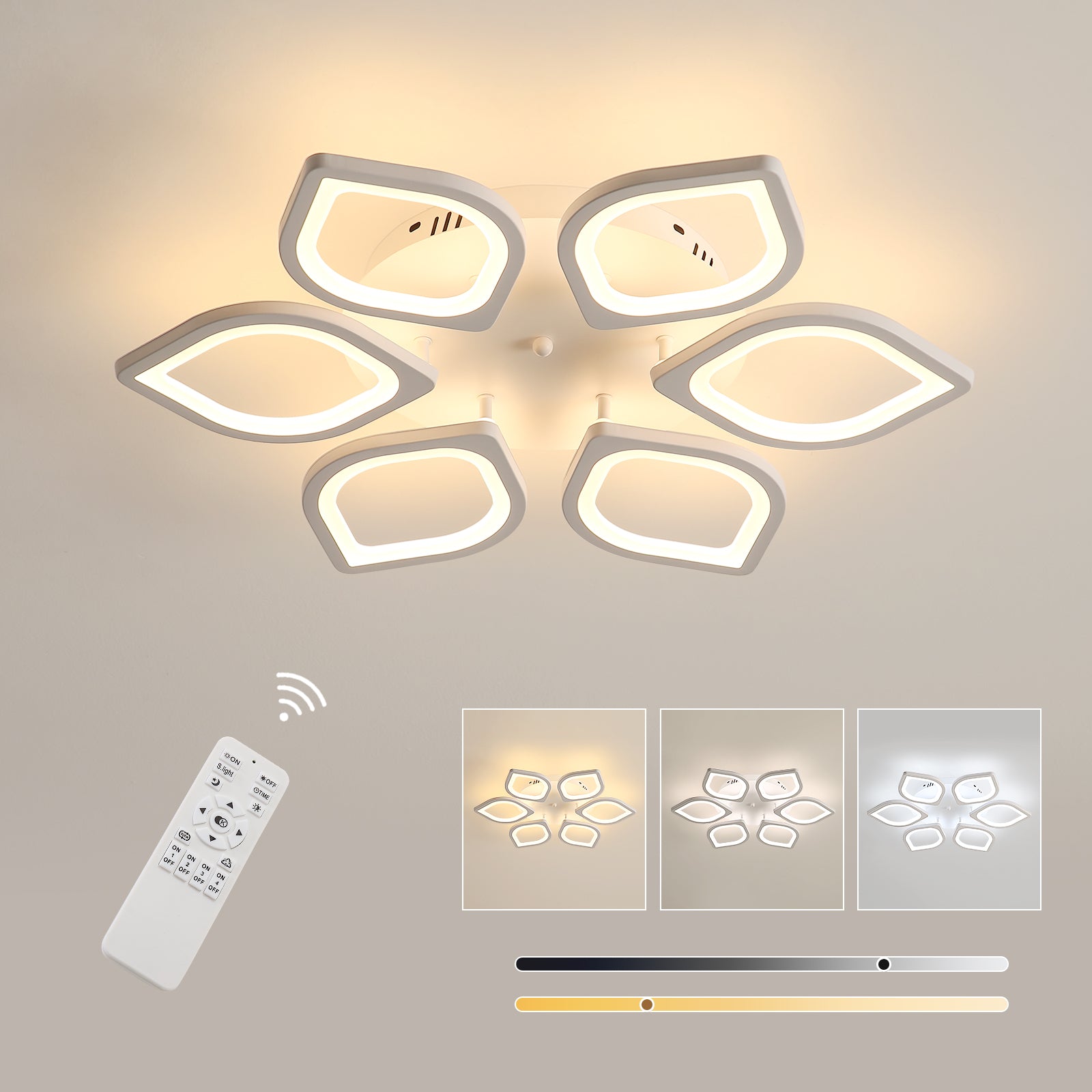 Plafonnier LED Moderne Dimmable 60 Cm Blanc - Suspension Salon Lumière Blanche 1200 Lm - Installation Facile