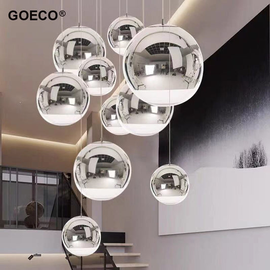 Éclairez Votre Intérieur avec Élégance Moderne - Suspension Plafonnier Boule de Verre Argent