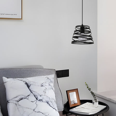 Suspension Luminaire Industrielle Vintage Rétro, Abat-jour avec fil spiralé E27, Lampe De Plafond En Métal