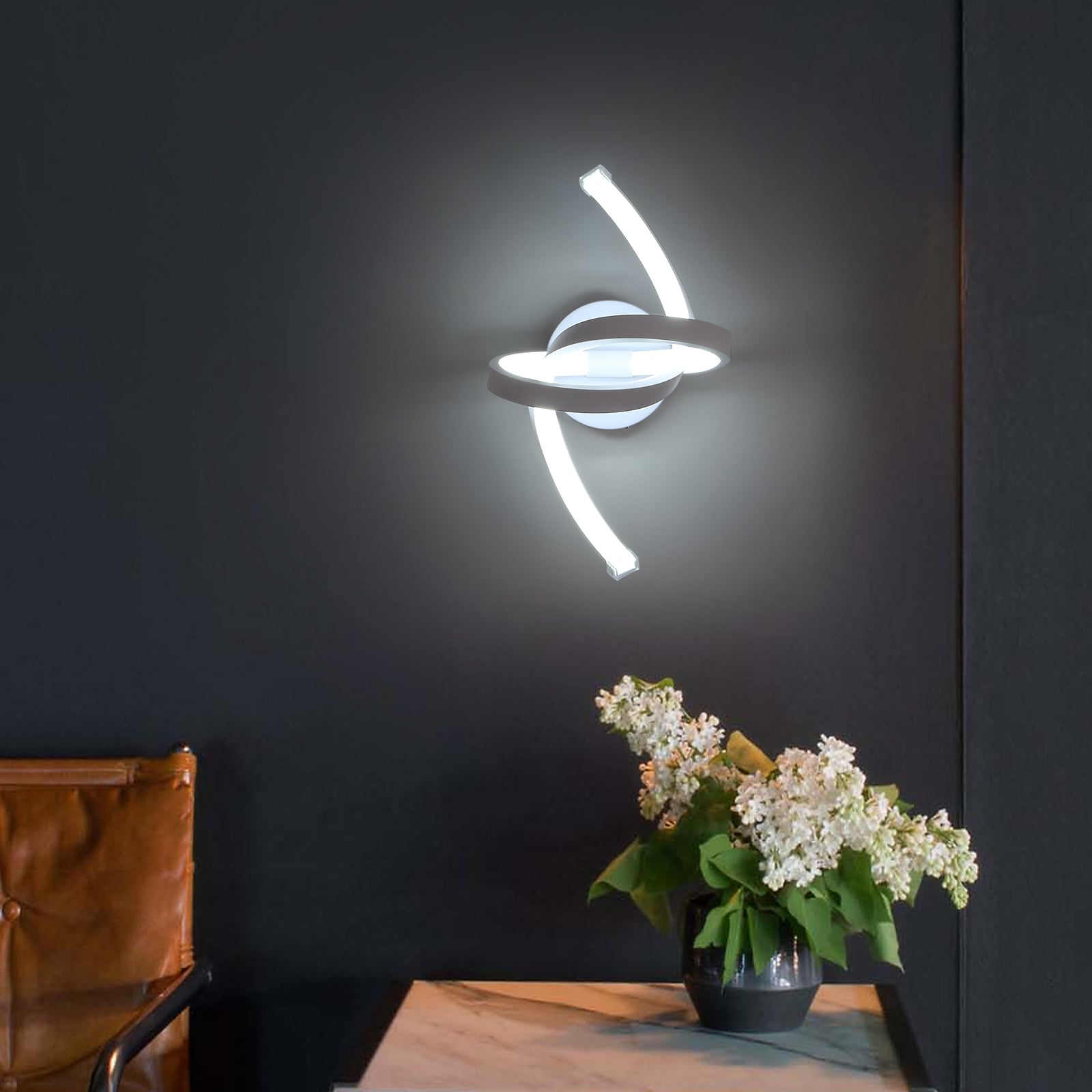 Applique Murale Interieur, 19W Appliques LED Design Courbe, Lampe Murale Moderne