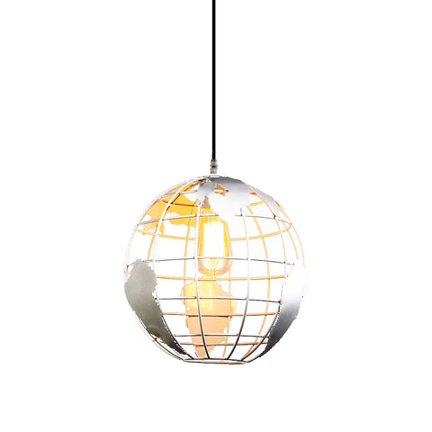 Suspension Boule, Lampes Suspendues Vintage Industri au Design Globe en Fer, Plafonnier pour Salon Salle à Manger Couloir Restaurant (Blanc) Sans ampoule