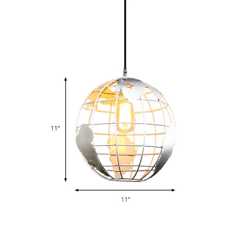 Suspension Boule, Lampes Suspendues Vintage Industri au Design Globe en Fer, Plafonnier pour Salon Salle à Manger Couloir Restaurant (Blanc) Sans ampoule