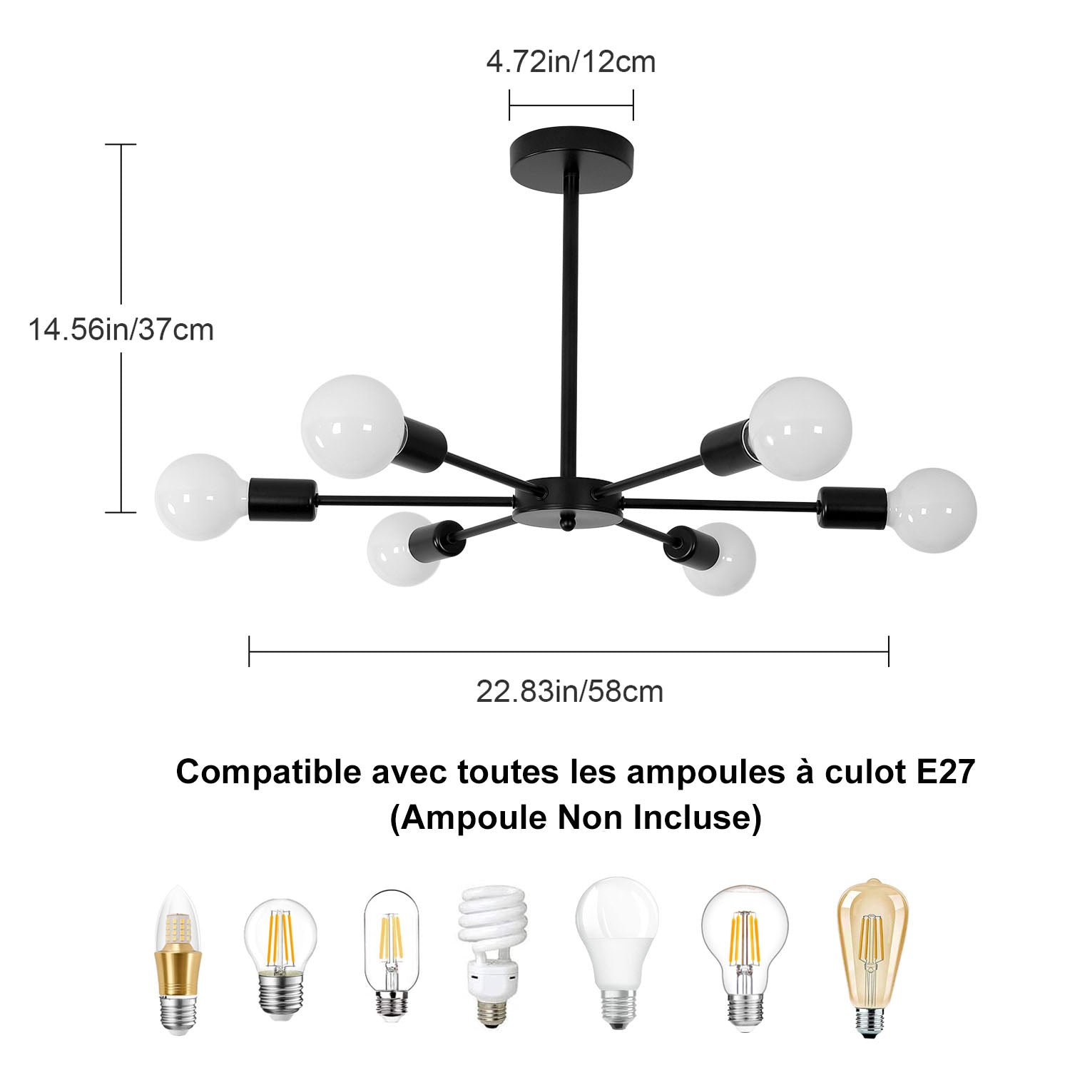 Tableau des tailles de lustre