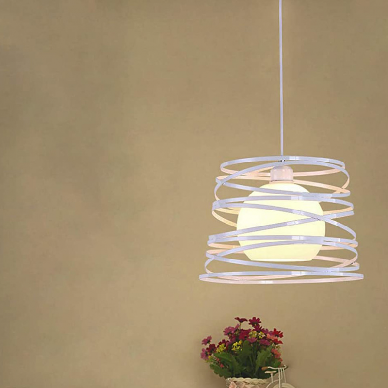 Lustre Design Industriel Ressort Cage Forme Métal Plafonnier Fer Lampe E27