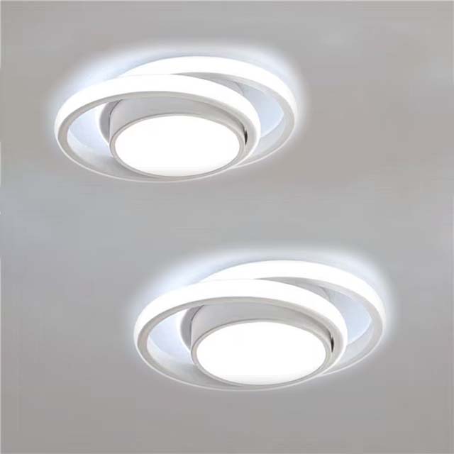 2 pièces Plafonnier LED 32W Design moderne 32W Rond Lampe de Plafond Blanc Froid 6000K Pour salon chambre à coucher salle à manger bureau Blanc 28cm