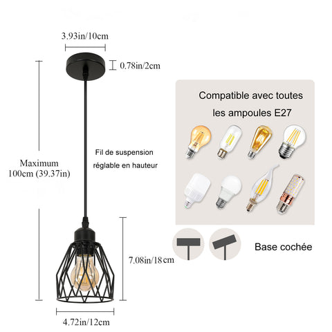 Tableau des tailles de lustre