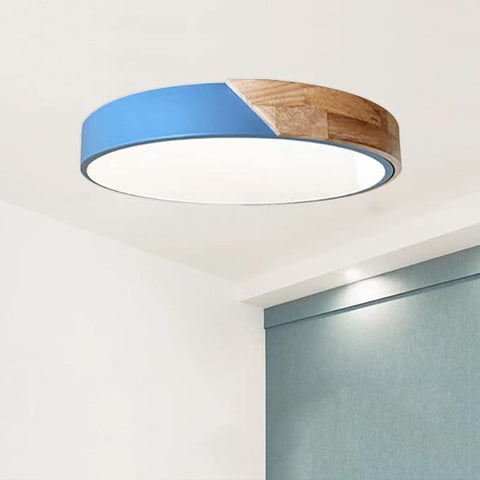 Plafonnier Rond LED Macaron Bleu pour Chambre d'Enfant, Salon, Couloir, Bureau