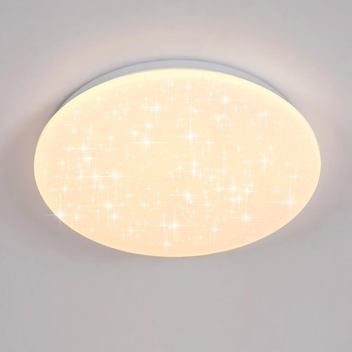 Luminaire Plafonnier, 24W Lampe de Plafond Ronde avec Effet Étoiles, Lustre LED Plafonnier Moderne pour Cuisine Chambre Enfant Couloir Coucher Salle De Bain, Lumiere Chaude 3000K