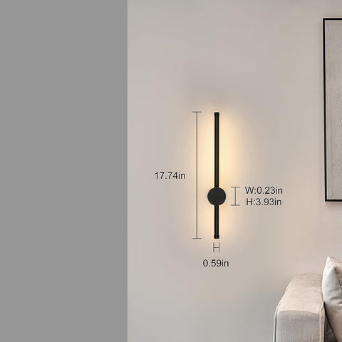Applique Murale LED Moderne Forme de ligne Lampe murale 360° Rotative Blanc Chaud 3000K Pour salon,chambre à coucher,couloir, entrée Noir 40cm