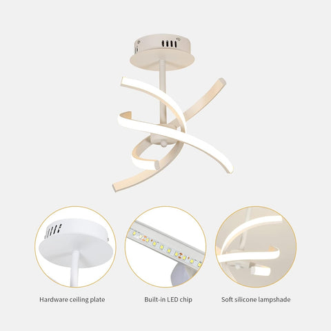 Plafonnier Led, Lampe Plafond Moderne 28W en Acrylique Créative, Lampe à suspension Lumière Blanche Chaud 3000K pour Salon, Chambre, Cuisine, Salle à Manger, Couloir