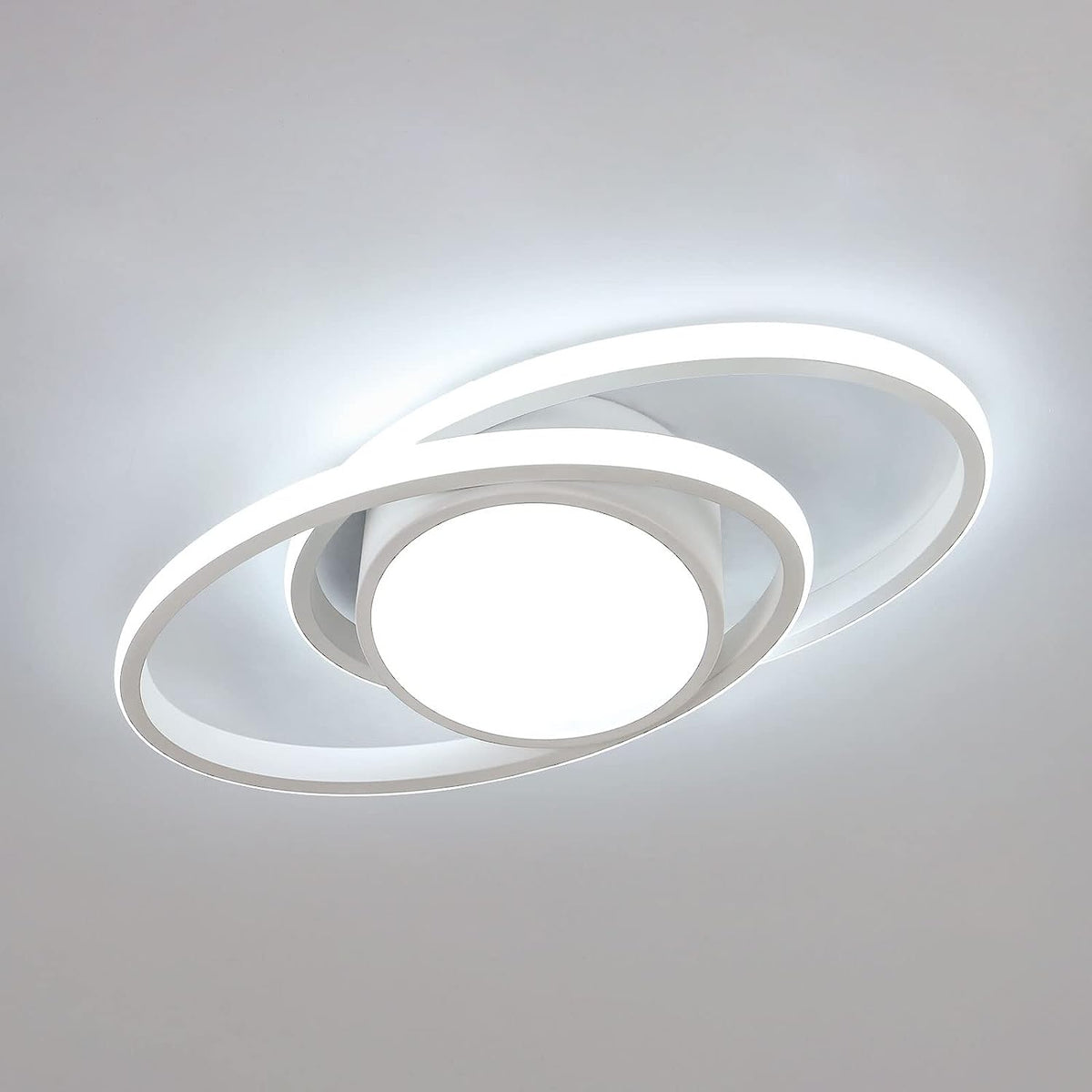 LED-plafondlamp, slaapkamerplafondlamp, 39W 4000lm, ronde moderne plafondlamp voor slaapkamer woonkamer keuken, dia. 40cm (elliptisch, wit) koel wit licht 6500K