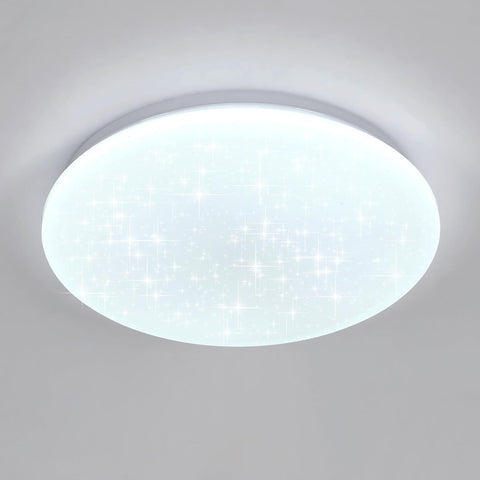 Luminaire Plafonnier, 24W Lampe de Plafond Ronde avec Effet Étoiles, Lustre LED Plafonnier Moderne
