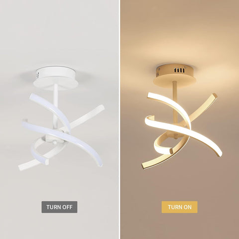 Plafonnier Led, Lampe Plafond Moderne 28W en Acrylique Créative, Lampe à suspension Lumière Blanche Chaud 3000K pour Salon, Chambre, Cuisine, Salle à Manger, Couloir