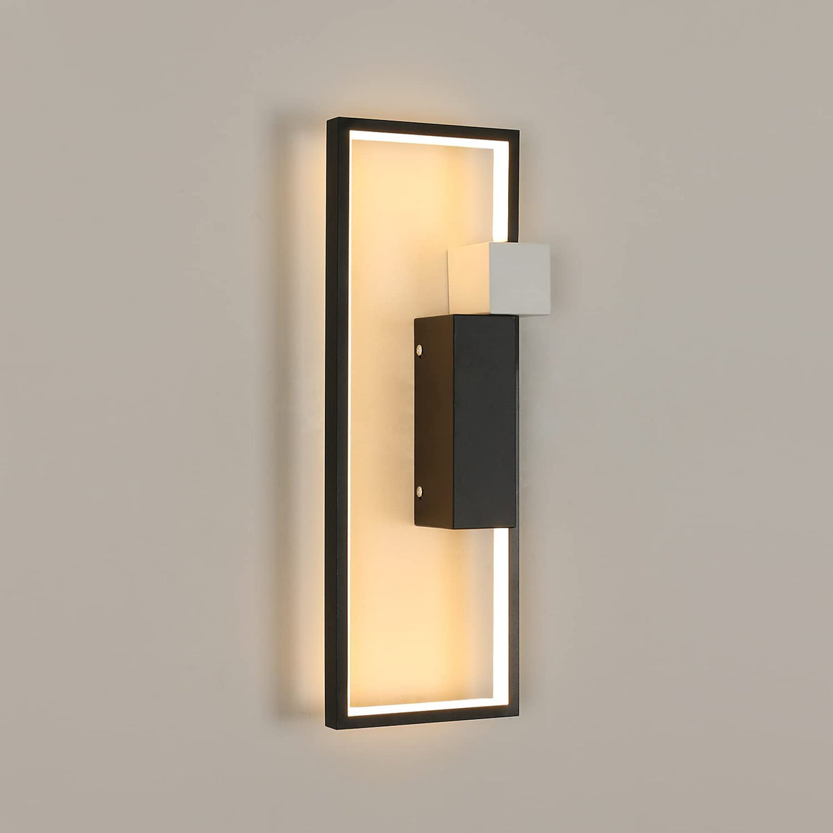 Applique Murale LED Intérieur, Design Géométrique Créatif Noir de 15W 1200LM, Lampe Murale en Acrylique Blanc Chaud 3000K Moderne pour Salon, Chambre à Coucher, Couloir, Escalier