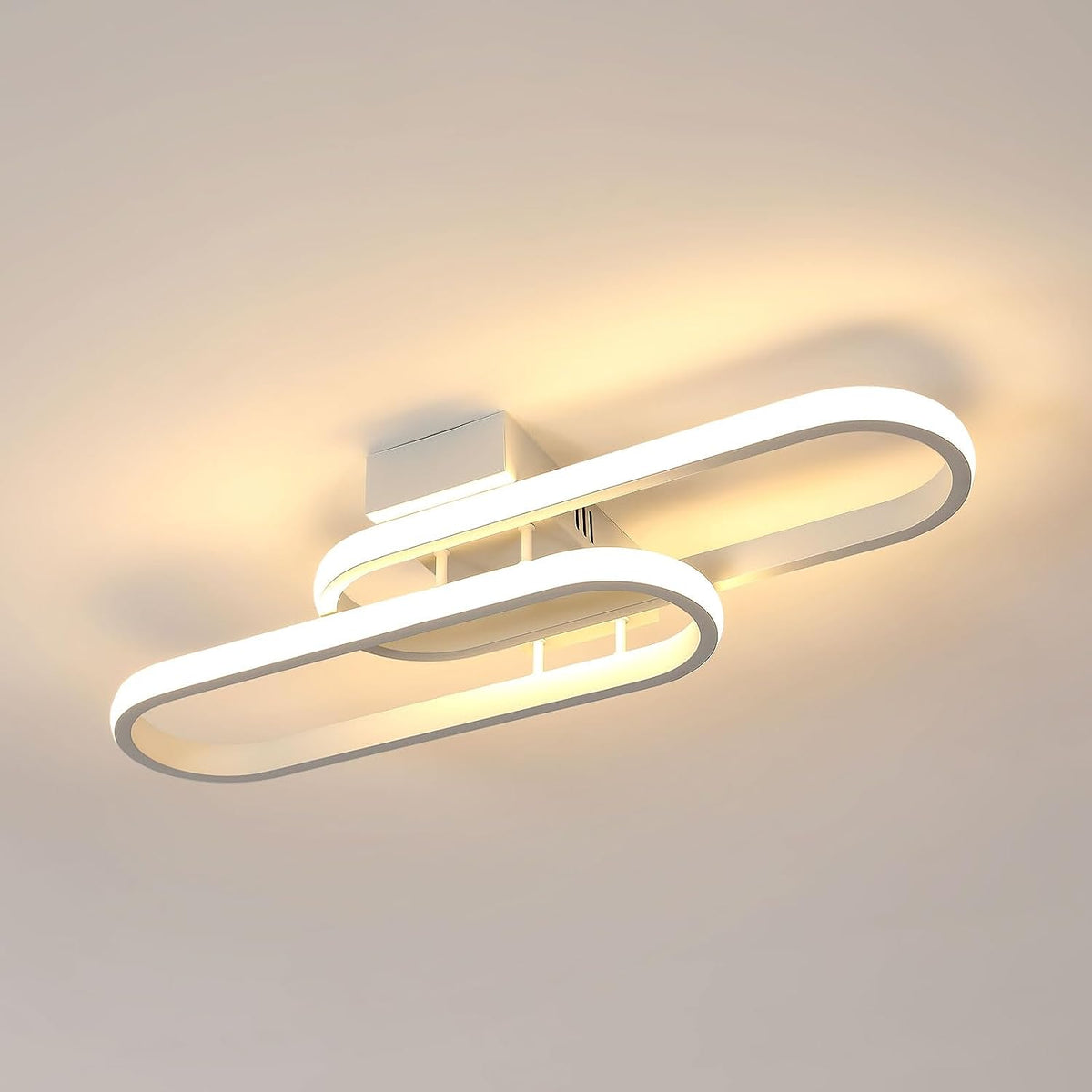 Plafonnier LED 32W 3600LM, Luminaire Plafonnier Moderne, Lampe de Plafond Acrylique pour Salon Chambre Cuisine Salle de Bain Couloir Balcon 50cm (Blanc) lumière blanc chaud 3000K