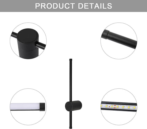 Applique Murale LED Moderne Forme de ligne Lampe murale 360° Rotative Blanc Chaud 3000K Pour salon,chambre à coucher,couloir, entrée Noir 40cm