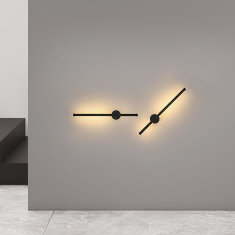 Applique Murale LED Moderne Forme de ligne Lampe murale 360° Rotative Blanc Chaud 3000K Pour salon,chambre à coucher,couloir, entrée Noir 40cm