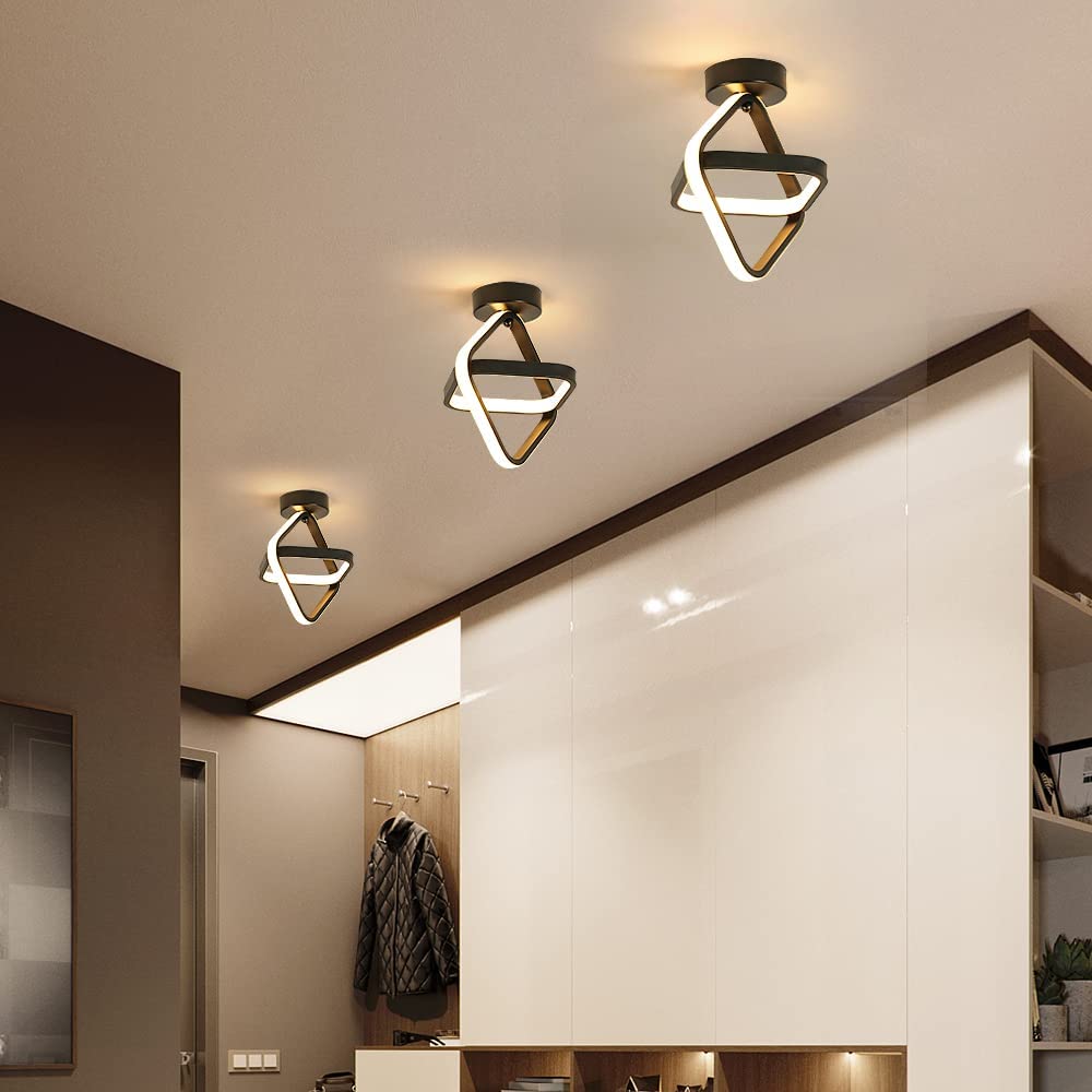 Plafonnier plafonnier LED lampe de salon lampe de couloir, métal noir aspect bois MDF plastique opale, 12W 600Lm 3000K blanc chaud, D 30 cm Plafonnier plafonnier LED lampe de salon lampe de couloir, métal noir aspect bois MDF plastique opale, 12W 600Lm 3000K blanc chaud, D 30 cm