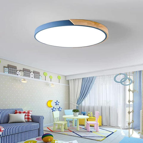 Plafonnier Rond LED Macaron Bleu pour Chambre d'Enfant, Salon, Couloir, Bureau