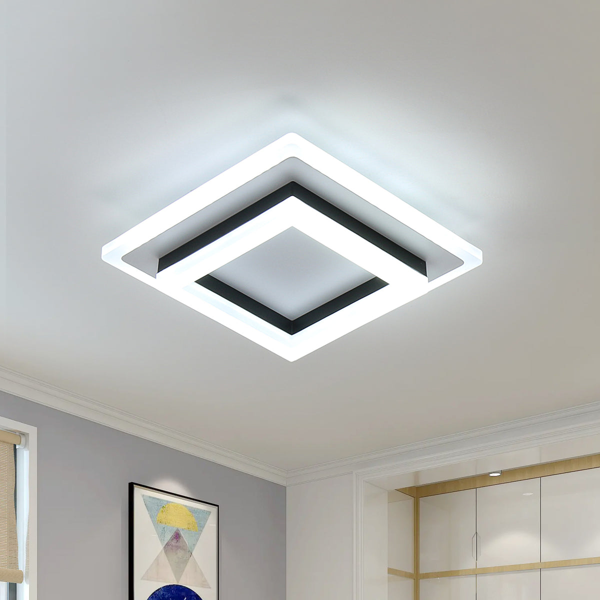 24W vierkante led-plafondlamp, acryl plafondlamp, moderne LED-plafondlamp voor woonkamer, slaapkamer, keuken, hal 6000K