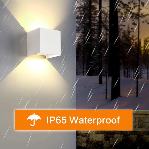 2 Pack Applique Murale LED Exterieur, 12W Appliques Murales Interieures avec Angle Réglable éclairage mural d'extérieur, Etanche IP65 Lampe Murale Moderne pour Salon, Chambre (Blanc) Blanc Chaud 3000K