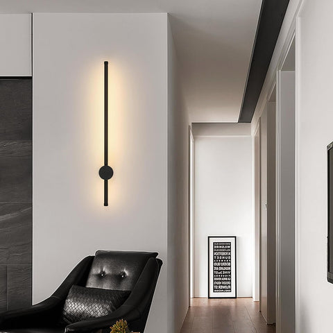 Applique Murale LED Moderne Forme de ligne Lampe murale 360° Rotative Blanc Chaud 3000K Pour salon,chambre à coucher,couloir, entrée Noir 60cm