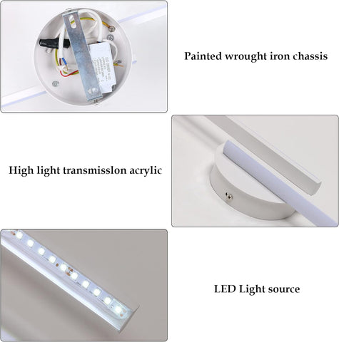 Applique Murale LED Intérieur Lampe Murale Moderne, Appliques Aluminium Pour Salon Couloir Salle De Bain Escalier Veilleuse (Blanc) 6500K Lumière Blanche Froide