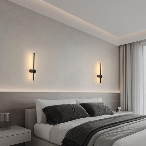 Applique Murale LED Moderne Forme de ligne Lampe murale 360° Rotative Blanc Chaud 3000K Pour salon,chambre à coucher,couloir, entrée Noir 40cm