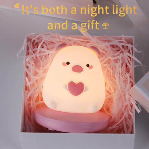 Veilleuse Enfant LED, Porcelet Silicone Veilleuse, Veilleuse Bébé Dimmable