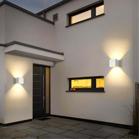 2 Pack Applique Murale LED Exterieur, 12W Appliques Murales Interieures avec Angle Réglable éclairage mural d'extérieur, Etanche IP65 Lampe Murale Moderne pour Salon, Chambre (Blanc) Blanc Chaud 3000K