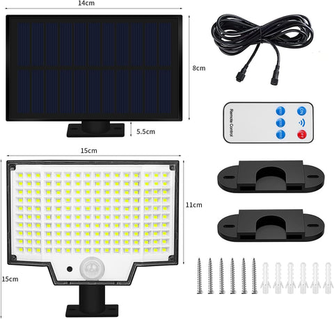 Lampe Solaire Exterieur(2 Paquet), Lampe Solaire Exterieur Detecteur De Mouvement, IP65 Lumiere Solaire Exterieur, 160 LED Spot Solaire Exterieur, 3 Modes, Avec TéLécommande