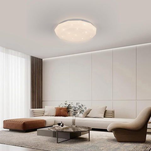 Lampe de Plafond, 24W Luminaire Plafonnier Étoile LED Blanc Neutre 4000K, Lustre LED Plafonnier Moderne Diamant pour Chambre Enfant Cuisine Couloir Coucher Salle De Bain