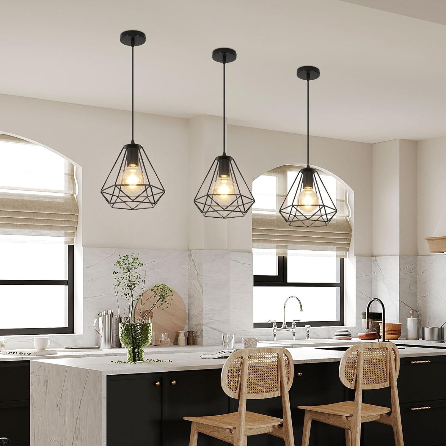 Suspension Luminaire, Lustre Cuisine Moderne Noir