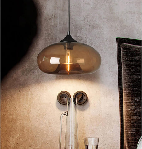 Lampe à suspension colorée suspendue en verre moderne pour salon Bar cuisine Restaurant café salle à manger luminaires nordiques pour la maison (brun foncé couleur)
