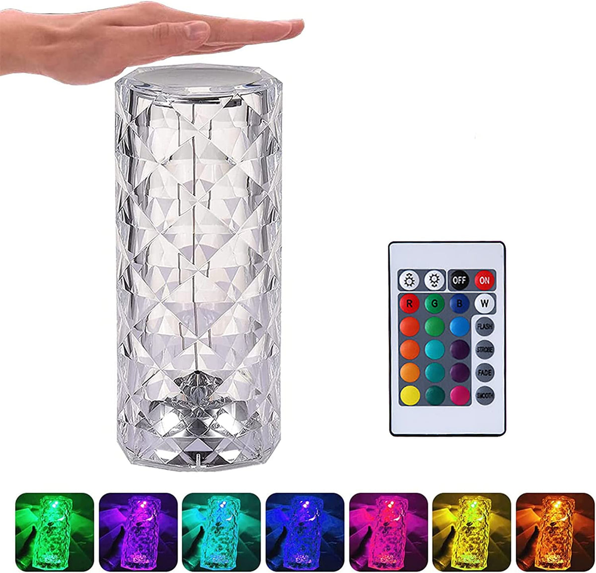 Lampe de Bureau LED et Lampe de Chevet en Acrylique avec Télécommande Tactile, 16 Couleurs et 4 Modes, Lumière d'Ambiance RVB Changeant de Couleur