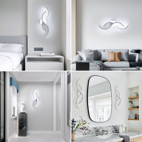 Applique Murale Moderne Minimaliste en Aluminium Blanc 41x14x6.5cm - Lumière Blanche 6500K, 220V