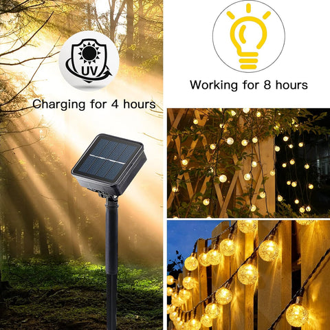 Guirlande Lumineuse Solaire Extérieur 9.5M 50 LED 8 Modes Lampes Solaires avec Télécommande,Solaire et Alimenté par USB Guirlande Lumineuse Extérieur
