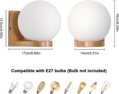 Applique Murale Bois & Verre – E27 Moderne