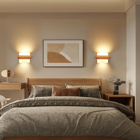 Applique Murale Intérieure Bois E27 avec Ampoule 12W Trois Couleurs