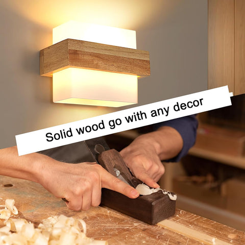 Applique Murale Intérieure Bois E27 avec Ampoule 12W Trois Couleurs