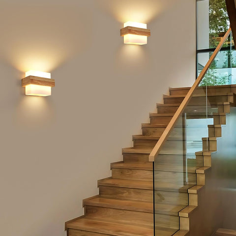 Applique Murale Intérieure Bois E27 avec Ampoule 12W Trois Couleurs