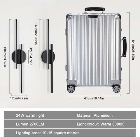 Applique Murale LED Moderne Noire 24W