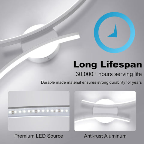 Applique murale LED moderne incurvée 20W  Blanc froid 6500K