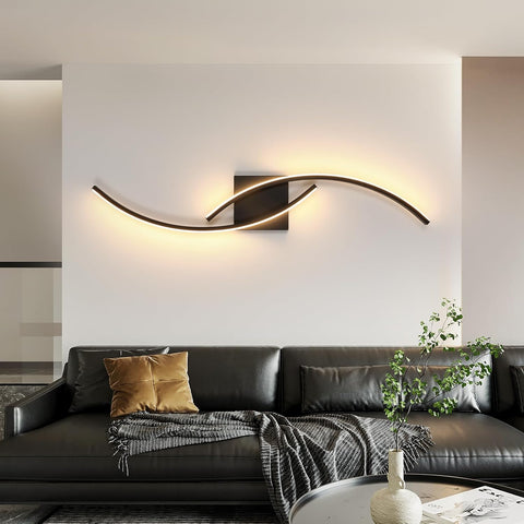 Applique murale LED noire ondulée 27W
