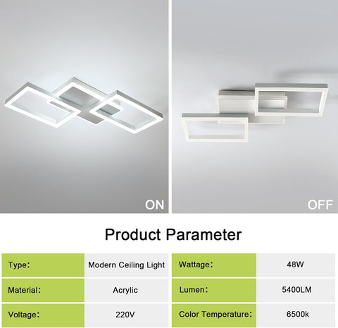Plafonnier LED Carré Moderne 46W