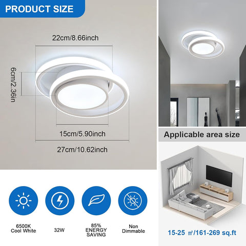 Plafonnier LED Rond Moderne 32W 6500K