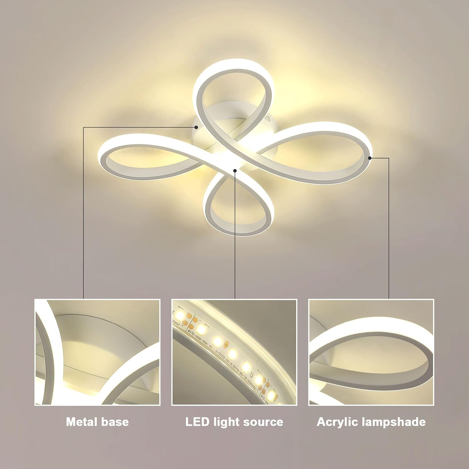 Plafonnier LED Moderne 30W Design Floral