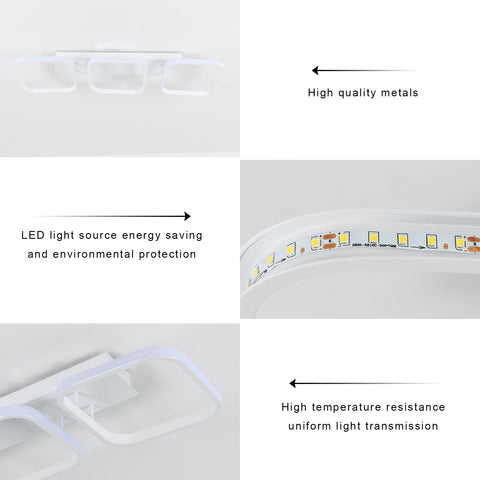 Plafonnier LED 40W, Plafonnier Géométrique Simple, Plafonnier Créatif Carré en Métal, Convient pour Salon, Chambre, Salle à Manger, Lumière Neutre 4000K (Blanc)