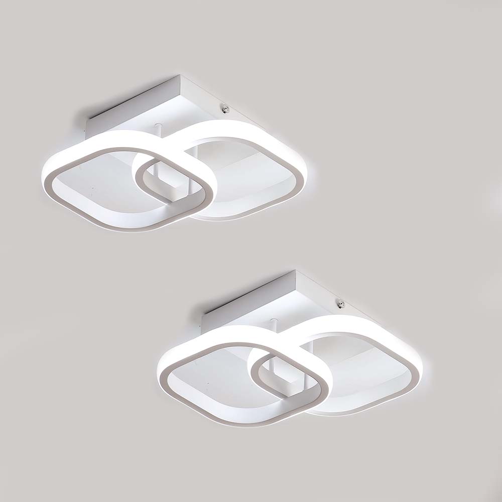 Lampa sufitowa LED 24W Nowoczesny design Kwadratowe kółko Lampa sufitowa do kuchni Jadalnia Sypialnia Przedpokój Wejście Balkon 2 szt. Zimna biel 6000K