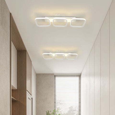 Plafonnier LED 40W, Plafonnier Géométrique Simple, Plafonnier Créatif Carré en Métal, Convient pour Salon, Chambre, Salle à Manger, Lumière Neutre 4000K (Blanc)